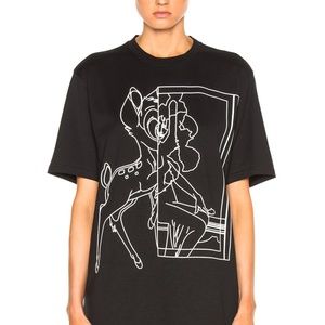 Givenchy BAMBI Unisex Black White Outline T Shirt